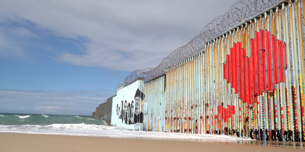 The US-Mexico border at Playas de Tijuana.