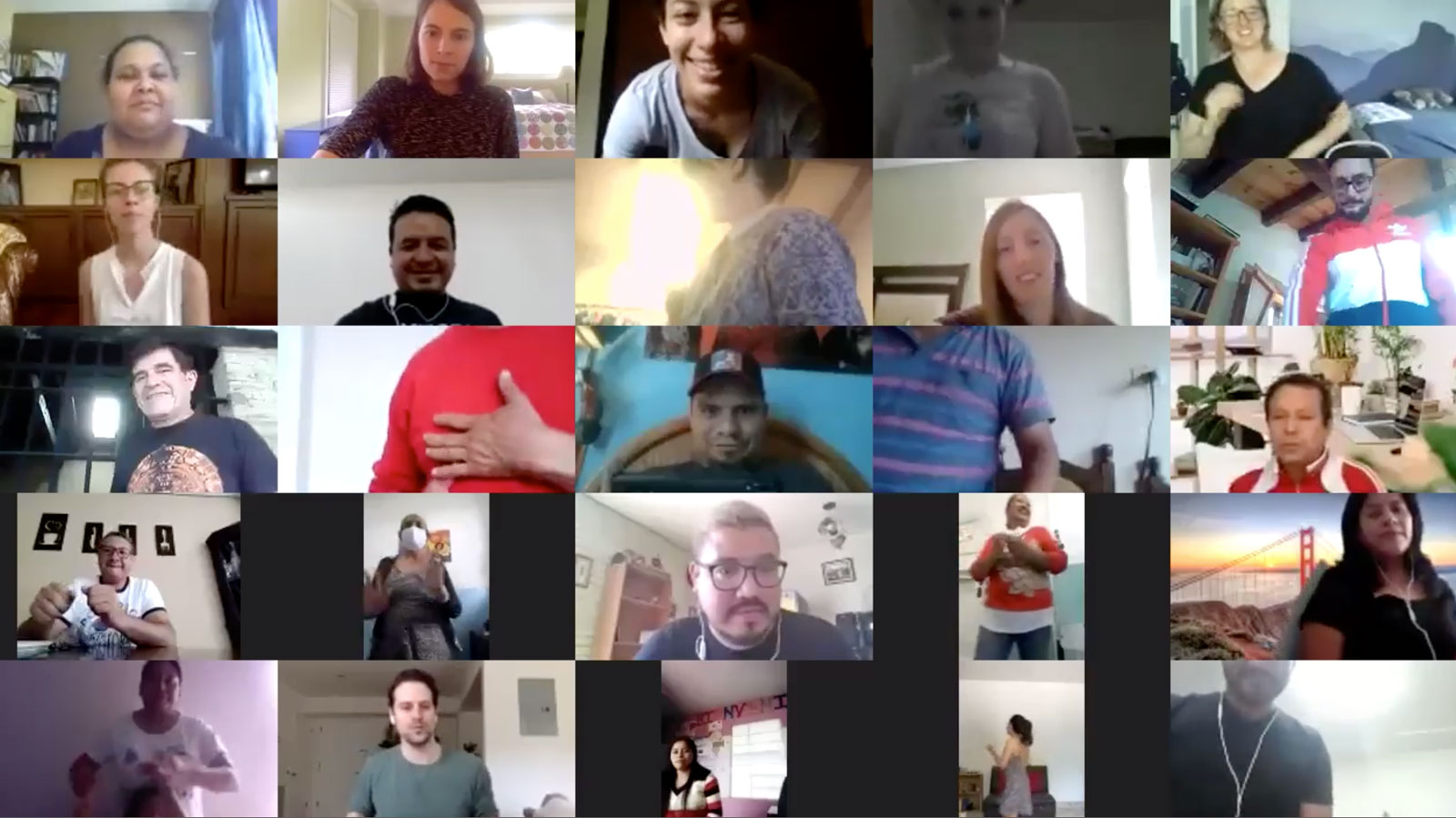 A screenshot of GFC staff and partners on Zoom.