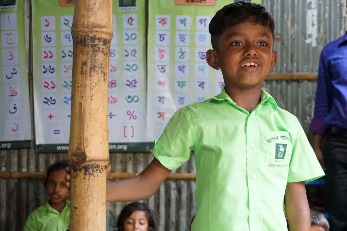 A boy participates in an APON Foundation program in Bangladesh.