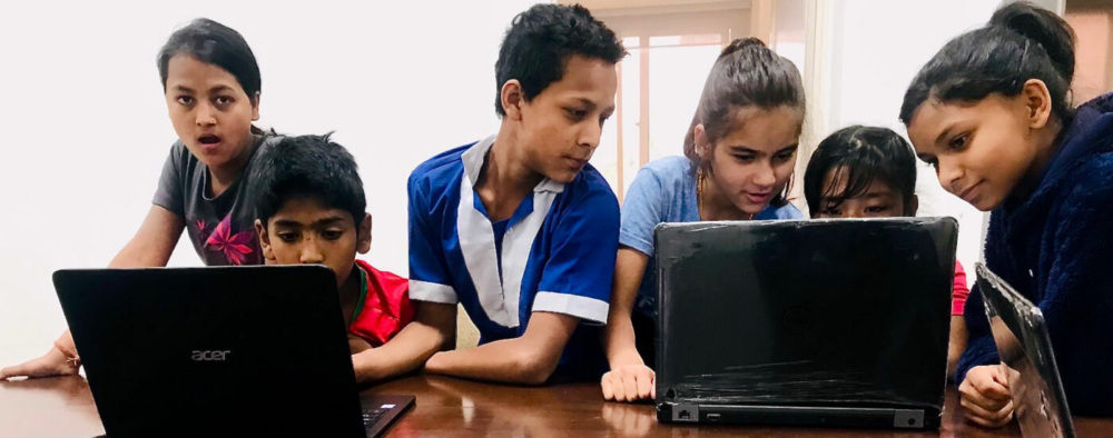 Children studying at an orphanage in Nepal.