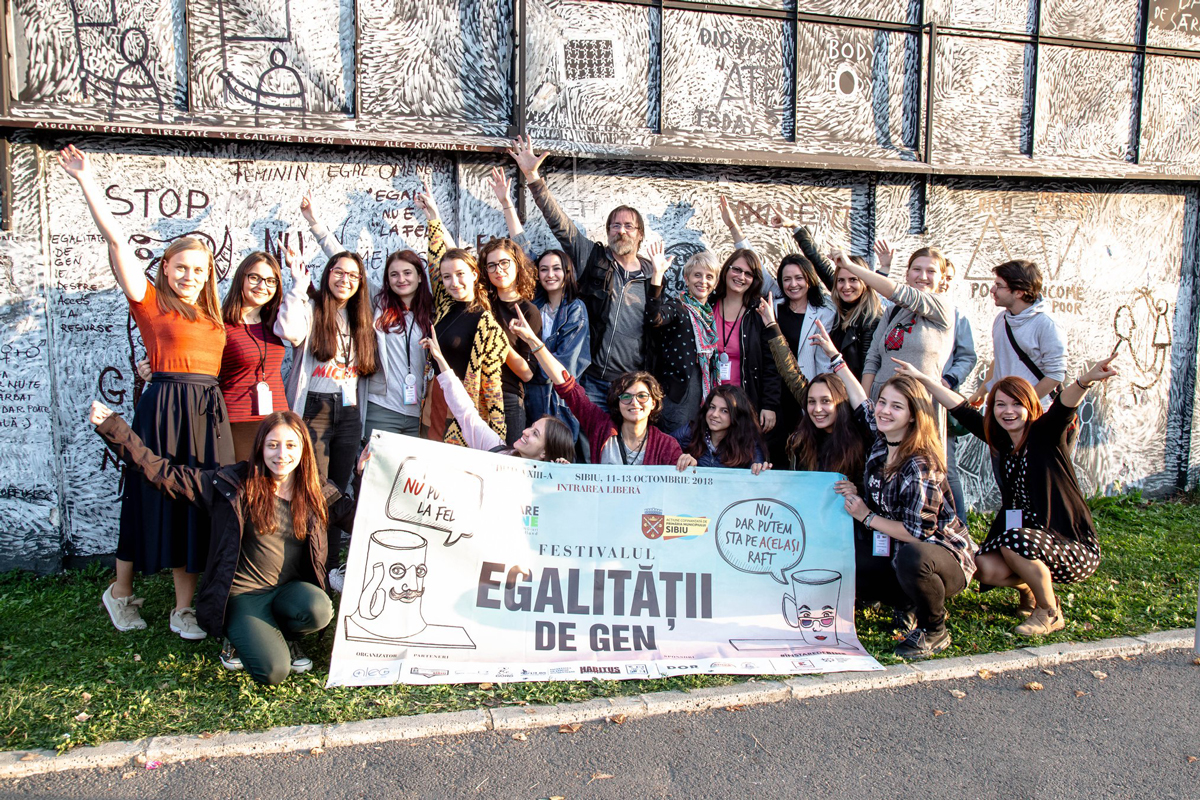 Participants in a gender equality festival