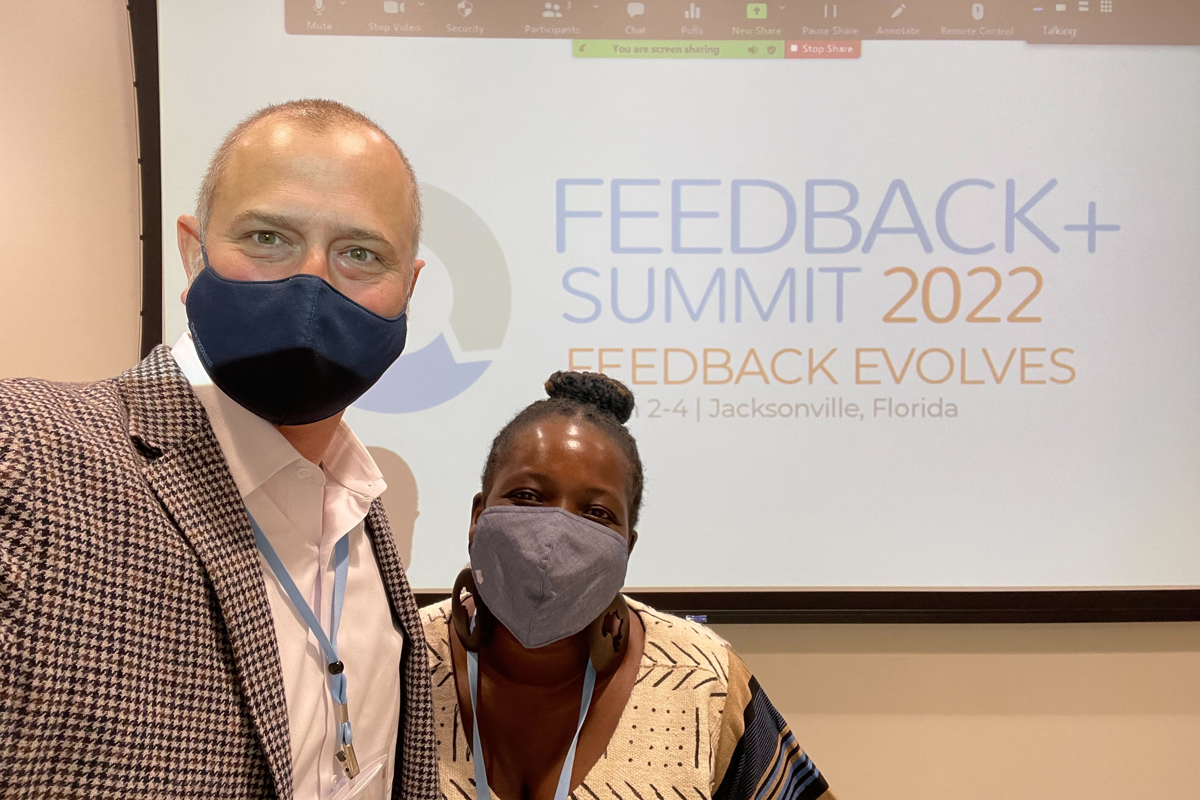 John Hecklinger and Ame David at the Feedback Summit