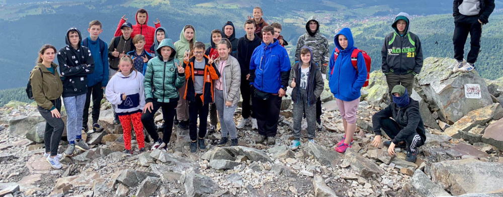 Young people on a hiking trip