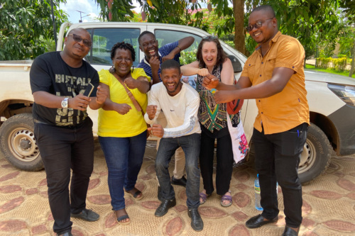 GFC scouting team in Guinea: (l to r) Ramanou Babaedjou, Amé Atsu David, Mustapha Keita, and Corey Oser with local resource persons.