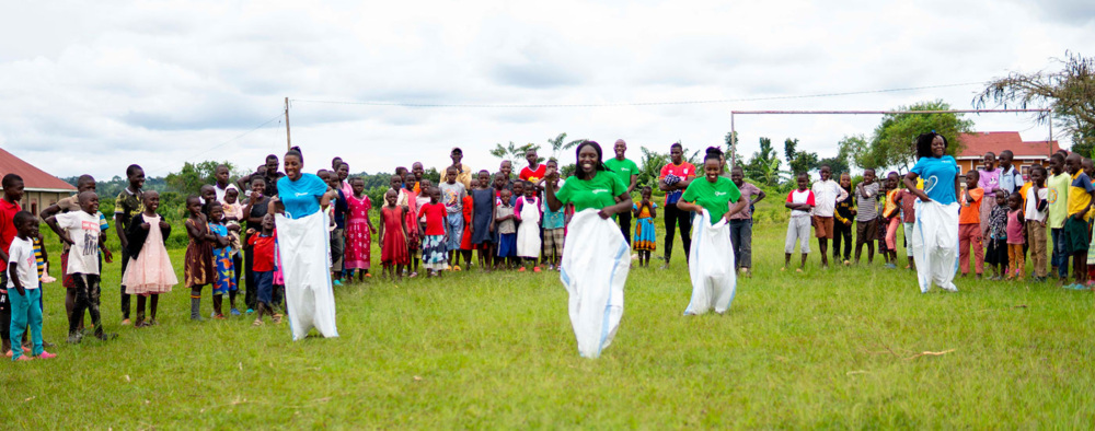 People in a sack race