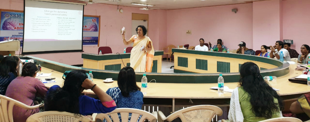 A training session being conducted for a group of adults