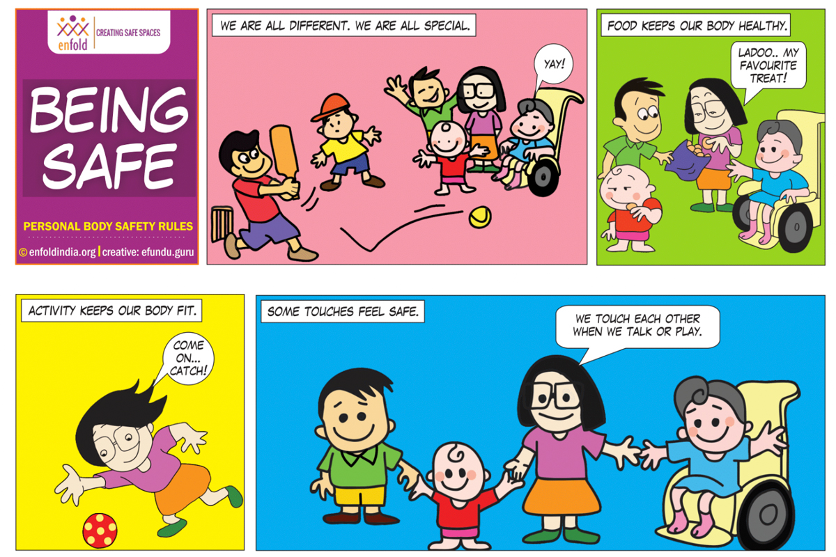 An extract from Enfold's “Being Safe” cartoon stories for school children.