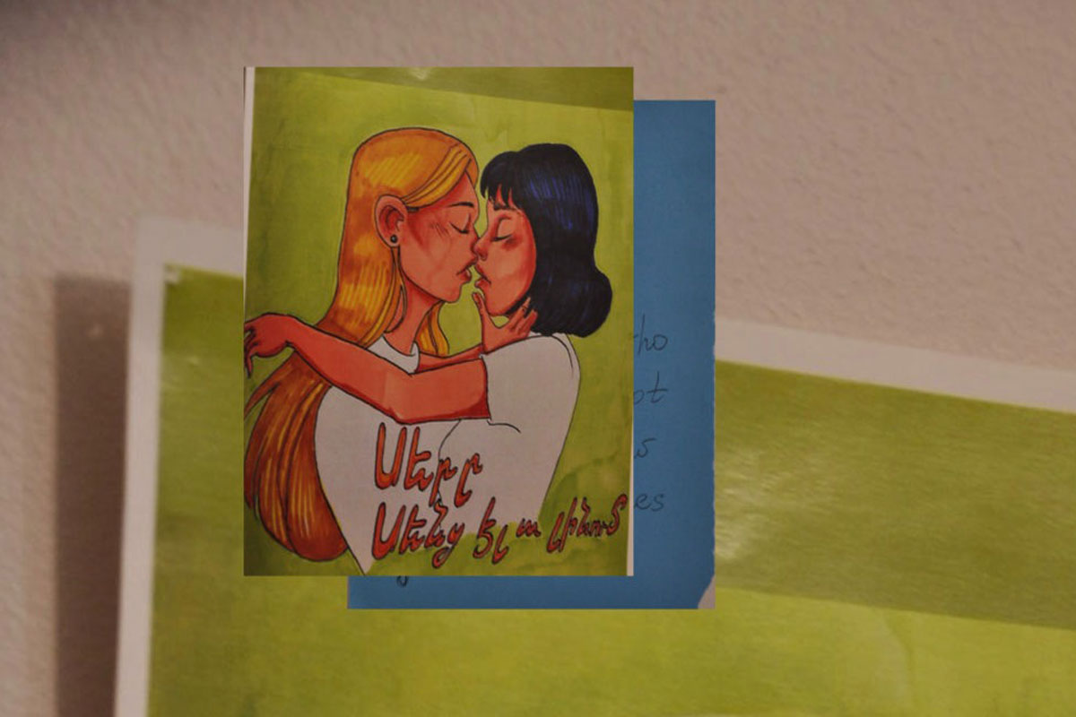A cartoon picture of lesbian couple 