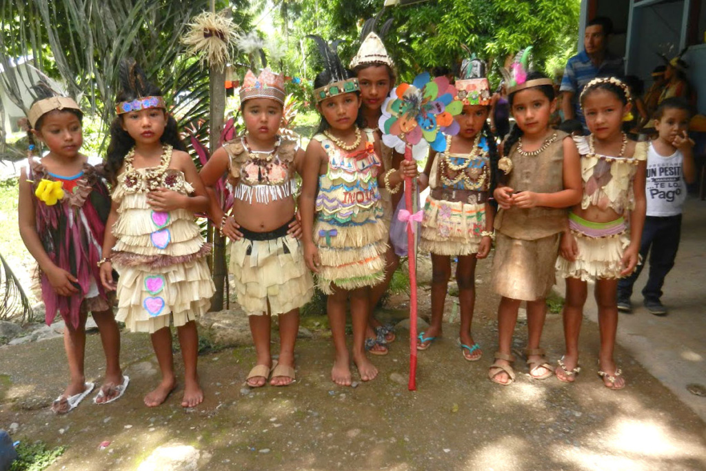 A group of girls in traditional attires.